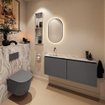 MONDIAZ TURE-DLUX Meuble WC 120 cm Dark Grey. Lavabo EDEN Glace position gauche. Sans trou de robinet. SW1103257