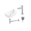 Fugaflow Efficiente Pietra Ensemble lave-mains - 40x21.5x12cm - droite - lisse - demi-rond - 1 trou de robinet - céramique - robinet de lavabo chrome - bonde - siphon abaissé - blanc mat SW1442357