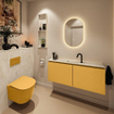 MONDIAZ TURE-DLUX Meuble toilette - 120cm - Ocher - EDEN - vasque Ostra - position centrale - 1 trou de robinet SW1104953