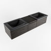 MONDIAZ BUKLA 160cm ensemble de meuble avec module 40 couleur Marron foncé avec 3 tiroirs. Lavabo CLOUD double 0 trou de robinet couleur Urban. SW1382174