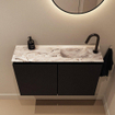 MONDIAZ TURE-DLUX Meuble toilette - 80cm - Urban - EDEN - vasque Glace - position droite - 1 trou de robinet SW1103157