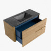 Mondiaz CIRO-DLUX Ensemble de meubles de salle de bains - 100x45x50cm - Lavabo solid surface Lava - 1 vasque au milieu - 1 trou de robinet - 2 tiroirs - Chêne SW1531076