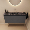 MONDIAZ TURE-DLUX Meuble toilette - 100cm - Dark Grey - EDEN - vasque Lava - position centrale - sans trou de robinet SW1103796