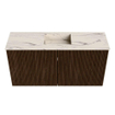 Mondiaz JOYA-DLUX Meuble de toilette 80cm - couleur Walnut - Vasque FAYE position Milieu 1 trou de robinet couleur Nata SW1424489