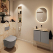 MONDIAZ TURE-DLUX Meuble toilette - 60cm - Smoke - EDEN - vasque Frappe - position droite - sans trou de robinet SW1103034