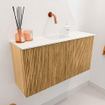 Mondiaz JOYA 80cm meuble de salle de bains - couleur Oak - Vasque FAYE position Milieu Sans trou de robinet couleur Talc. SW1421124