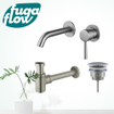 FugaFlow Eccelente Sobrado Slim Slim Kit mitigeur lavabo - robinet encastrable - bonde non-obturable - siphon design bas - PVD SW1125310