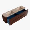 Mondiaz CIRO-DLUX Meuble de salle de bains - 180x45x50cm - Plan-vasque solid surface Saba - 2 bacs Double - sans trous de robinetterie - 4 tiroirs - Ruby SW1531959