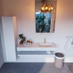 Mondiaz ALAN-DLUX Ensemble de meuble - 130cm - meuble Opalo mat - 0 tiroirs - Lavabo Cloud Opalo suspendu - vasque Droite - 1 trou de robinet SW809275