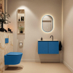 MONDIAZ TURE-DLUX Meuble toilette - 80cm - Jeans - EDEN - vasque Frappe - position centrale - 1 trou de robinet SW1102803