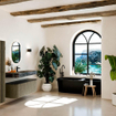 MONDIAZ THOR-DLUX 130cm badmeubel ronding links + rechts kleur Shadow met 1 lade en 2 deuren. Vrijhangende wastafel CLOUD Midden 1 kraangat kleur Lava. SW1463786