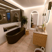 Mondiaz CIRO-DLUX Ensemble de meuble de salle de bains - 150x45x50cm - Plan vasque solid surface Oza - 2 lavabos double - 2 trous de robinet - 4 tiroirs - Chêne SW1531141