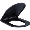 QeramiQ Dely Swirl Ensemble WC - 36.3x51.7cm - Réservoir encastré Geberit UP320 - abattant fin - Plaque de commande en métal noir mat - Boutons ronds - Noir mat SW1130204