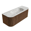 MONDIAZ KURVE-DLUX 120cm Meuble salle de bain avec module 25 G et D - couleur Walnut - 1 tiroir - 2 portes - vasque BIG SMALL centre - sans trou de robinet - couleur Glace SW1138043