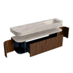 MONDIAZ THOR-DLUX Meuble de salle de bains - 170cm - arrondi gauche + droite - couleur Walnut - 1 tiroir - 2 portes - Vasque suspendue CLOUD droite sans trou de robinet - couleur Nata SW1465786