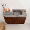 Mondiaz JOYA-DLUX 61.6cm toiletmeubel - ronding links kleur Ruby - Wastafel FAYE positie Rechts 1 kraangat kleur Sombra. SW1425683