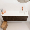 Mondiaz JOYA 101.6cm toiletmeubel - ronding links kleur Walnut - Wastafel FAYE positie Rechts Zonder kraangat kleur Talc. SW1421296