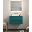 ENSEMBLE DE MEUBLE MONDIAZ VICA - 80cm - 2 tiroirs - lavabo Cloud central - 0 trous de robinet - solid surface smag SW411288