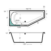 Xenz Lagoon Hoekbad - 160x75x48 - afvoer Midden - Links - Compact - acryl - wit SW102948
