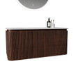 Royal Plaza Terra Edge Badkamermeubelset - 100x44.7x46cm - solid surface topblad wit mat - 2 lades - kastanje (walnoot) SW1471957