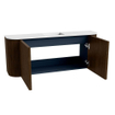 Mondiaz JOYA 103.2cm toiletmeubel - ronding links en rechts kleur Walnut - Wastafel FAYE positie Midden Zonder kraangat kleur Talc. SW1421323