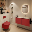 MONDIAZ TURE-DLUX Meuble toilette - 100cm - Fire - EDEN - vasque Ostra - position droite - sans trou de robinet SW1104839