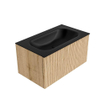 MONDIAZ KURVE 80cm Meuble salle de bain - couleur Oak - 1 tiroir - vasque BIG SMALL centre - sans trous de robinet - Urban SW1138355