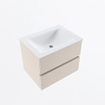 Mondiaz VICA ensemble de meuble de salle de bain - 60cm - meuble sous-vasque lin - 2 tiroirs - lavabo nuage milieu - 1 trou de robinet - version haute de 60cm - talc SW1084102