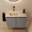 MONDIAZ TURE-DLUX Meuble toilette - 60cm - Smoke - EDEN - vasque Frappe - position gauche - sans trou de robinet SW1103013