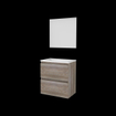 Basic-Line Basic 39 ensemble de meubles de salle de bain 60x39cm sans poignée 2 tiroirs lavabo acrylique 1 trou pour robinet miroir mfc whisky oak SW350737