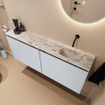 MONDIAZ TURE-DLUX Meuble toilette - 120cm - Clay - EDEN - vasque Glace - position droite - sans trou de robinet SW1103209
