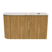 Mondiaz JOYA-DLUX 71.6cm toiletmeubel - ronding links kleur Oak - Wastafel FAYE positie Rechts 1 kraangat kleur Frappe. SW1421938
