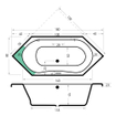 Xenz Lucia Hoekbad - 180x80x47 - afvoer Midden - acryl - wit SW103105