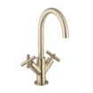 Crosswater MPRO Crosshead Robinet lavabo - avec bec rond - poignée croix - laiton brossé SW648388