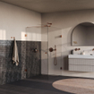 BRAUER Void Carving Cabine de douche - 90x140x200cm - porte battante - revêtement en verre - réversible - verre clair - cuivre brossé PVD SW1418130