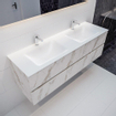 Mondiaz VICA ensemble de meuble de salle de bain - 150cm - meuble sous-vasque carrara - 2 tiroirs - lavabo cloud double - 2 trous de robinet XL version 60cm haut SW1090292