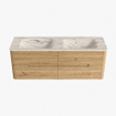 Mondiaz CIRO-DLUX Badkamermeubelset - 140x45x50cm - Solid surface wastafel Nata - 2 wasbak Dubbel - 2 kraangaten - 4 lades - Oak SW1531473