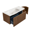 MONDIAZ KURVE-DLUX 105cm Meuble salle de bain avec module 25 D - couleur Walnut - 1 tiroir - 1 porte - vasque BIG SMALL gauche - sans trou de robinet - couleur Frappe SW1137439