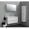 Basic Bella Meuble avec lavabo acrylique 1 trou de robinet 100x55x46cm avec armoire toilette à 2 portes gris Blanc brillant SW398067