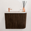 Mondiaz JOYA-DLUX Meuble de salle de bains 51,6cm - arrondi droit couleur Walnut - Vasque FAYE position Gauche 1 trou de robinet couleur Ostra. SW1422605