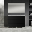 Adema Chaci PLUS Ensemble de meuble - 119x86x45.9cm - 2 vasques ovalez en céramique Blanc - 2 trous de robinet - 6 tiroirs - miroir rectangulaire - Noir mat SW926322