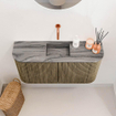 Mondiaz JOYA-DLUX Meuble de toilette 83.2cm - arrondi gauche et droite couleur Dusk - Vasque FAYE position Milieu Sans trou de robinet couleur Sombra. SW1426177