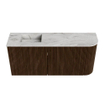 Mondiaz JOYA-DLUX Meuble de salle de bains 91,6cm - arrondi droit couleur Noyer - Vasque FAYE position Gauche 1 trou de robinet couleur Glace SW1422390