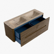 Mondiaz CIRO-DLUX Ensemble de meubles de salle de bains - 130x45x50cm - Plan vasque Solid surface Arena - 2 vasques Double - 2 trous de robinet - 4 tiroirs - Dusk SW1533100
