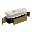 MONDIAZ THOR-DLUX Meuble de salle de bains - 160cm - arrondi gauche + droite - couleur Dusk - 1 tiroir et 2 portes - Vasque suspendue CLOUD Gauche 1 trou de robinet - couleur Nata SW1465256