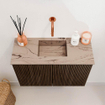 Mondiaz JOYA-DLUX Meuble de toilette 60cm - couleur Walnut - Vasque FAYE position Milieu Sans trou de robinet couleur Arena SW1424304