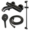 Robinet baignoire Brauer Black Carving - montage sur rail - 2 fonctions - 2 boutons carving - 2 boutons carving - douchette ronde 3 positions - noir mat SW1164568
