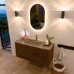 Mondiaz CIRO-DLUX Badkamermeubelset - 110x45x50cm - Solid surface wastafel Oza - 1 wasbak Midden - 1 kraangat - 2 lades - Dusk SW1533258