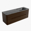 Mondiaz CIRO-DLUX Badkamermeubelset - 140x45x50cm - Solid surface wastafel Lava - 1 wasbak Rechts - zonder kraangaten - 4 lades - Walnut SW1530181