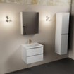 Mondiaz AIVY Ensemble de meuble - 60x45x50cm - 1 trou de robinet - 1 vasque Talc céramique - Centre - 2 tiroirs - avec miroir - MDF Talc SW892215